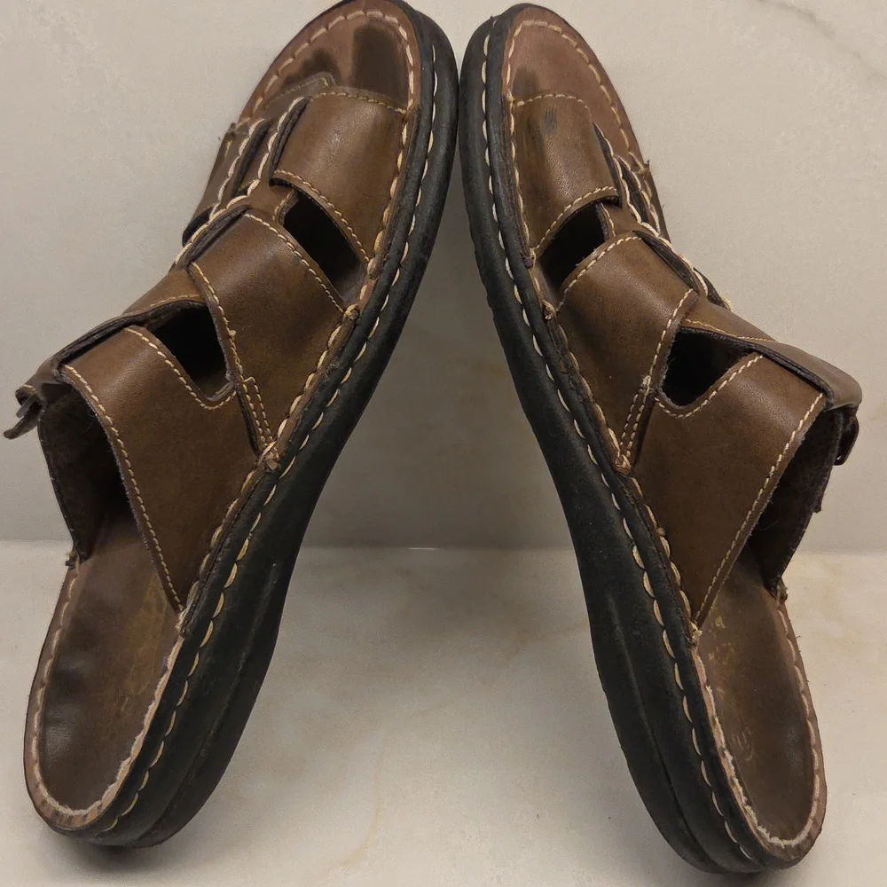Wolfe Island Men's Brown Leather Sandals Size 11